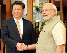 Prime Minister Narendra Modi welcoming Chinese President Xi Jinping